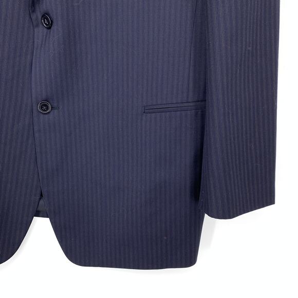Donna Karan Signature Blazer Jacket Mens Size 48L Navy Blue Pinstripe 100% Wool - Picture 4 of 8